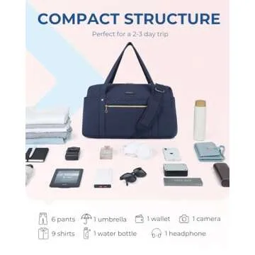 BAGSMART 31L Quilted Weekender Bag with Laptop Compartment