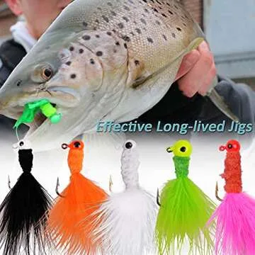 Jig Heads for Fishing Crappie Jig Head Marabou Feather Jig Lures Round Ball Head Jig Hooks Hair Jig Bait for Bass Trout Walleye Panfish 1/8oz 1/16oz 1/32oz (Mix Size-20pcs)