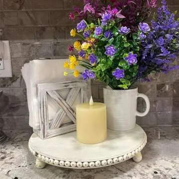 LITIVY Wooden Tray for Home Decor, Farmhouse Decor Round Wood Tray, Decorative Tray for Living Room Decor Coffee Table Decor Kitchen Table Decor or House Decor (White)