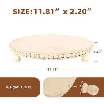 LITIVY Wooden Tray for Home Decor, Farmhouse Decor Round Wood Tray, Decorative Tray for Living Room Decor Coffee Table Decor Kitchen Table Decor or House Decor (White)