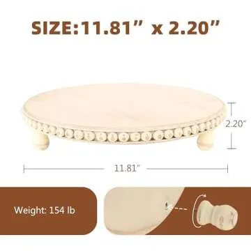 LITIVY Wooden Tray for Home Decor, Farmhouse Decor Round Wood Tray, Decorative Tray for Living Room Decor Coffee Table Decor Kitchen Table Decor or House Decor (White)