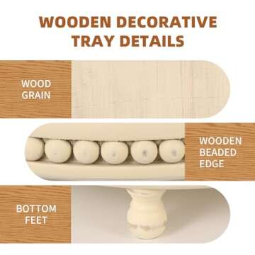 LITIVY Wooden Tray for Home Decor, Farmhouse Decor Round Wood Tray, Decorative Tray for Living Room Decor Coffee Table Decor Kitchen Table Decor or House Decor (White)
