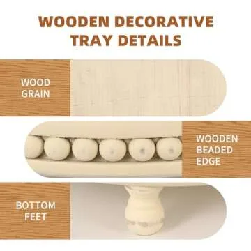 LITIVY Wooden Tray for Home Decor, Farmhouse Decor Round Wood Tray, Decorative Tray for Living Room Decor Coffee Table Decor Kitchen Table Decor or House Decor (White)