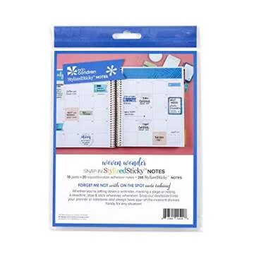 Erin Condren Designer Accessories Snap - in Stylized Sticky Notes - Colorful Woven Wonder Design Theme. Great for Adding Color to Your Planners and Organizers