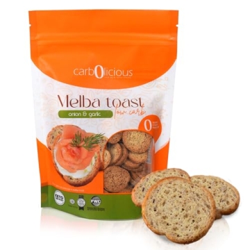 Delicious Low Carb Melba Toast (Onion & Garlic) 4 oz - Crunchy Healthy Snack