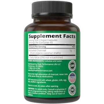 Peak Performance Activated Charcoal Vegan Capsules for Detox