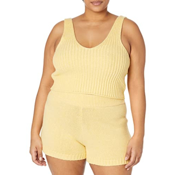 The Drop Women's Sylvie Double V-Neck Textured Rib Cropped Sweater Tank