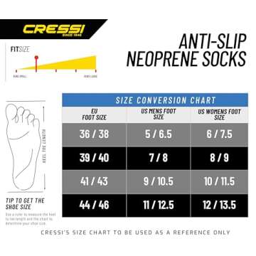 Cressi unisex adult Black Antislip Neoprene Socks, Black, Medium