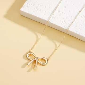VULETO Gold Bow Necklace Elegant Jewelry for Women