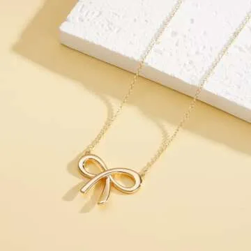 VULETO Gold Bow Necklace Elegant Jewelry for Women