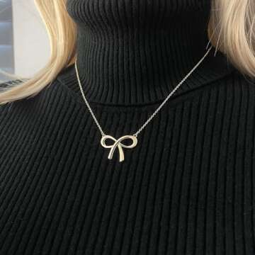 VULETO Gold Bow Necklace Elegant Jewelry for Women