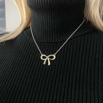 VULETO Gold Bow Necklace Elegant Jewelry for Women