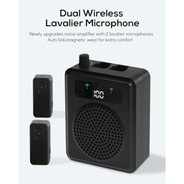 Portable Wireless Voice Amplifier with Lavalier Microphones