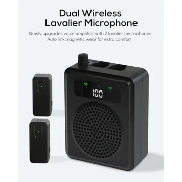 Portable Wireless Voice Amplifier with Lavalier Microphones