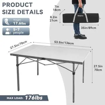 KingCamp Portable Folding Camping Table - Large & Lightweight