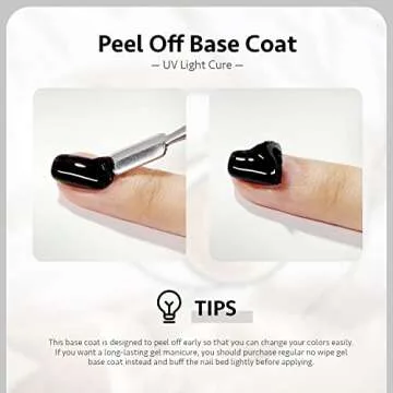 GAOY Peel Off Gel Base Coat for Gel Nail Polish, 16ml Peelable Clear Foundation for Use with UV LED Nail Lamp