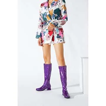 GOGO Boots for Women - Stylish Knee High Low Block Heel Dance Shoes