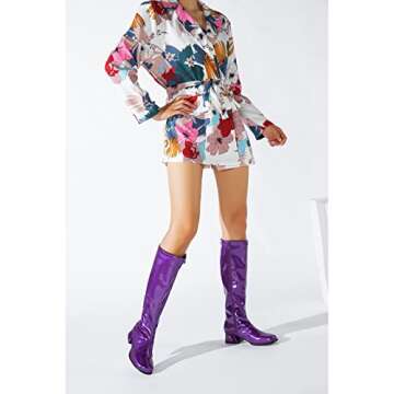 Stylish GOGO Knee High Boots for Women, Low Block Heel