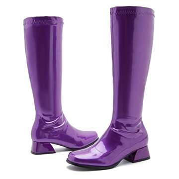 Stylish GOGO Knee High Boots for Women, Low Block Heel