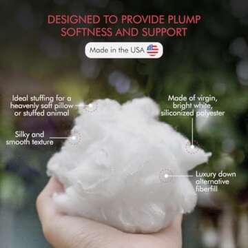 Fairfield Silky Poly-Fil, Premium Polyester Fiber, Soft Pillow Stuffing for Peaceful Sleep, Stuffed Animals and Toys, 12-ounce Bag