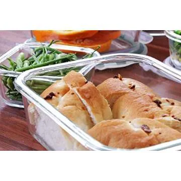 Utopia Kitchen Glass Food Storage Container Set - 18 Pieces (9 Containers and 9 Lids) - Transparent Lids (Grey, 18 Piece Set)