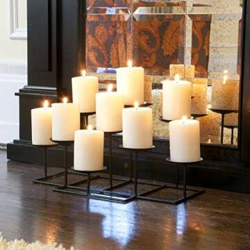 SEI Furniture 9 Candle Wrought Iron Candelabra, Matte Black