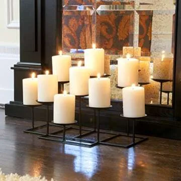 SEI Furniture 9 Candle Wrought Iron Candelabra, Matte Black