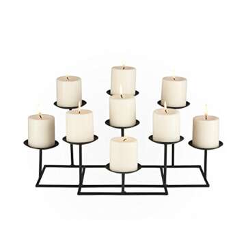 SEI Furniture 9 Candle Wrought Iron Candelabra, Matte Black