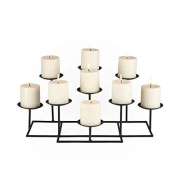 SEI Furniture 9 Candle Wrought Iron Candelabra, Matte Black