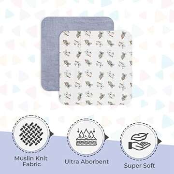 MODERN BABY Muslin Swaddle Blankets Newborn 2 Pack Soft Baby Wraps for Baby Girl 100% Cotton, Koala