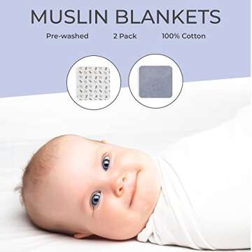 MODERN BABY Muslin Swaddle Blankets Newborn 2 Pack Soft Baby Wraps for Baby Girl 100% Cotton, Koala