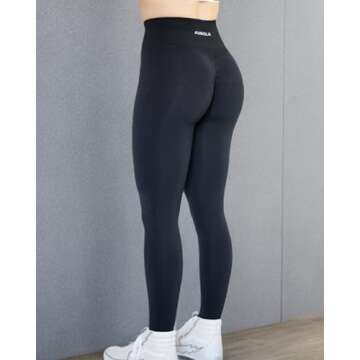 AUROLA Intensify 2 Pieces Set Workout Leggings for Women Seamless Scrunch Pants,Set (Black+Tuxedo Blue),L