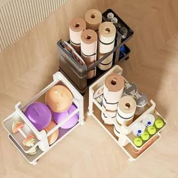 ALSKHEAS Home Gym Storage Rack with Wheels for Fitness