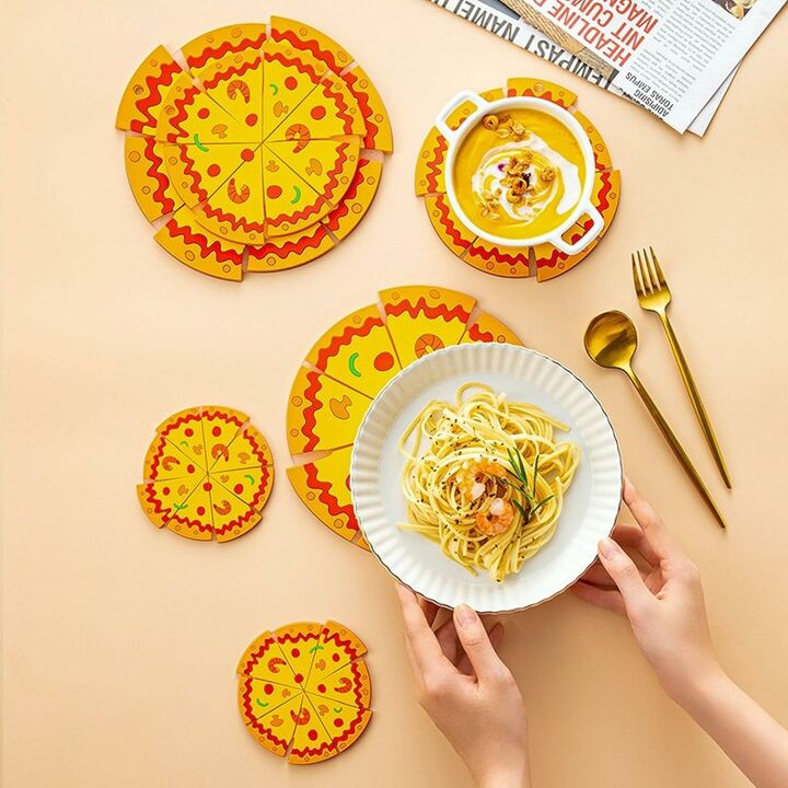 Creative PVC Pizza Coasters - Non-Slip Kitchen Mat