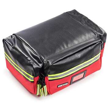 Scherber Fully-Stocked First Responder Professional Advanced EMT/EMS Trauma Kit | HSA/FSA Approved | Reflective Bag w/10+ Compartments, Zippered Pockets & 250+ First Aid Supplies (Red)