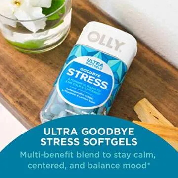 OLLY Ultra Strength Goodbye Stress Softgels Twin Pack, GABA, Ashwagandha, L-Theanine and Lemon Balm,...