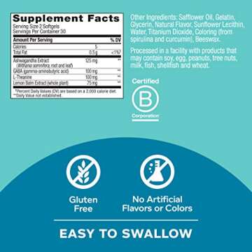 OLLY Ultra Strength Goodbye Stress Softgels Twin Pack, GABA, Ashwagandha, L-Theanine and Lemon Balm, Stress Relief Supplement - 120 Count