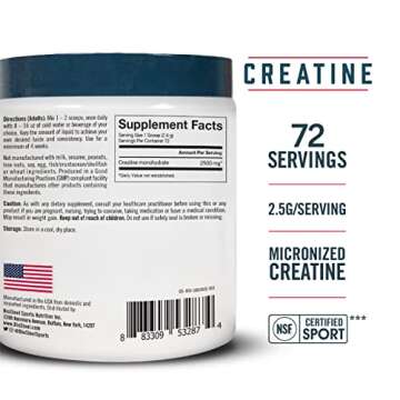 BioSteel Creatine Monohydrate Powder - 72 Servings, 180g, Micronized for Muscle Recovery & Lean Musc...