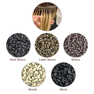 Vlasy 200Pcs 4mm Silicone Lined Micro Ring Beads for Hair Extensions 5Colors Apply (200Pcs Brown)