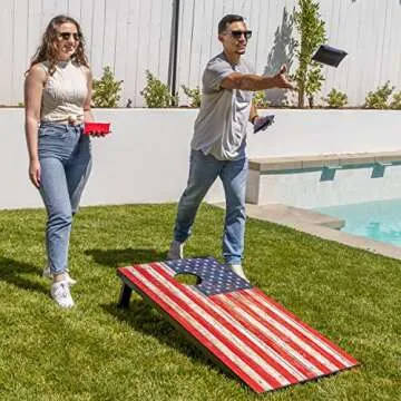 GoSports American Flag Cornhole Set with Bean Bags and Case