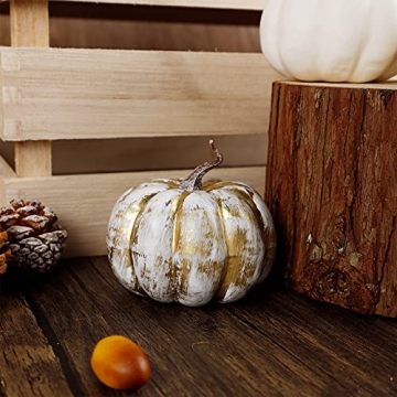 Winemana 16 Pcs Artificial Golden White Pumpkins