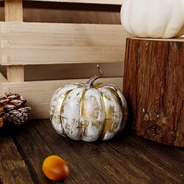 Winemana 16 Pcs Artificial Golden White Pumpkins