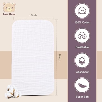 Ease Cubs Muslin Burp Cloths for Baby Care Essentials