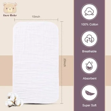 Ease Cubs Muslin Burp Cloths for Baby Care Essentials