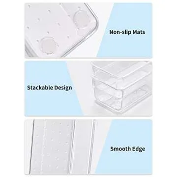 JARLINK 21 Pack Desk Drawer Organizer Trays with 4 Different Sizes, Versatile Clear Drawer Organizers Storage for Bathroom, Makeup, Bedroom, Kitchen, Office Supplies, Craft (Clear)
