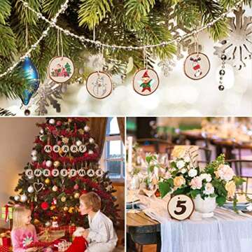 Unfinished Natural Wood Slices 20 Pcs 3.5-4 Inch Wood Coaster Sets Pieces Craft Wood kit Predrilled ...