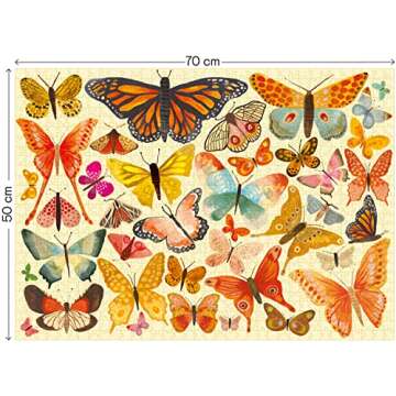 Elena Essex 1000 Piece Puzzle for Adults - Tiger Lounge, Stamp Collection, Butterfly Beauty (Butterfly Beauty)