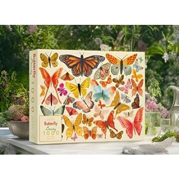 Elena Essex 1000 Piece Puzzle for Adults - Tiger Lounge, Stamp Collection, Butterfly Beauty (Butterfly Beauty)