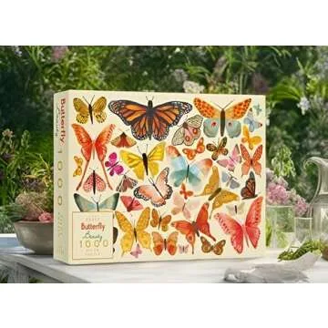 Elena Essex 1000 Piece Puzzle for Adults - Tiger Lounge, Stamp Collection, Butterfly Beauty (Butterfly Beauty)