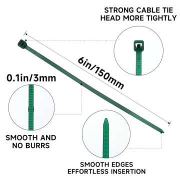 KINGLAKE GARDEN Green Zip Ties, 6 Inch Plastic Wire Ties, 100PCS Heavy Duty Cable Ties,Nylon Cable T...